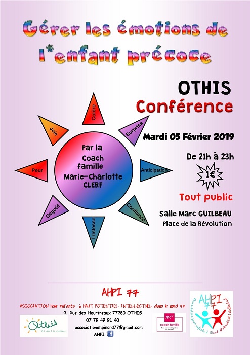 Mini conférence "gérer les émotions de l'enfant précoce"